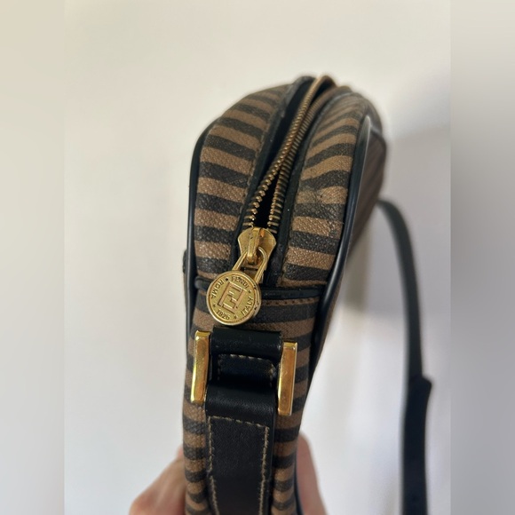 Vintage Fendi Crossbody Bag Striped canvas with leather crossbody strap - Picture 10 of 16